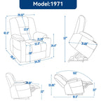 Fauteuil inclinable électrique moderne, fauteuil de massage chauffant, canapé simple rembourré avec deux ports USB et porte-gobelets