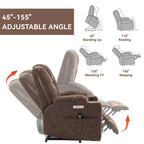 Fauteuil inclinable électrique moderne, fauteuil de massage chauffant, canapé simple rembourré avec deux ports USB et porte-gobelets