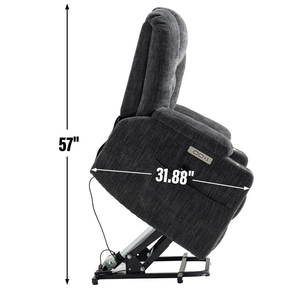 Fauteuil inclinable électrique moderne, fauteuil de massage chauffant, canapé simple rembourré avec deux ports USB et porte-gobelets