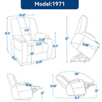 Fauteuil inclinable électrique moderne, fauteuil de massage chauffant, canapé simple rembourré avec deux ports USB et porte-gobelets