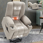 Fauteuil inclinable électrique moderne, fauteuil de massage chauffant, canapé simple rembourré avec deux ports USB et porte-gobelets