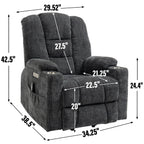 Fauteuil inclinable électrique moderne, fauteuil de massage chauffant, canapé simple rembourré avec deux ports USB et porte-gobelets