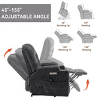 Fauteuil inclinable électrique moderne, fauteuil de massage chauffant, canapé simple rembourré avec deux ports USB et porte-gobelets