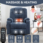 Fauteuil inclinable électrique moderne, fauteuil de massage chauffant, canapé simple rembourré avec deux ports USB et porte-gobelets