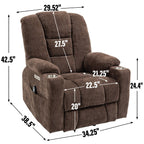Fauteuil inclinable électrique moderne, fauteuil de massage chauffant, canapé simple rembourré avec deux ports USB et porte-gobelets
