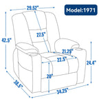 Fauteuil inclinable électrique moderne, fauteuil de massage chauffant, canapé simple rembourré avec deux ports USB et porte-gobelets