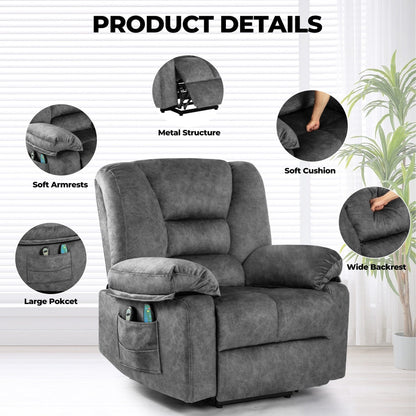Fauteuil inclinable électrique moderne avec chauffage lombaire et minuterie pour personnes âgées
