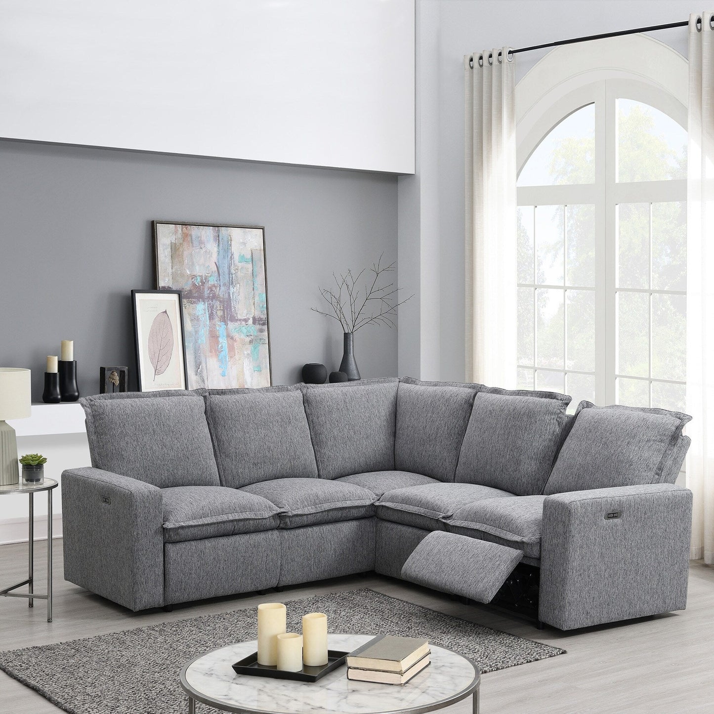 Fauteuil inclinable électrique moderne, canapé moelleux pour home cinéma avec port USB pour salon