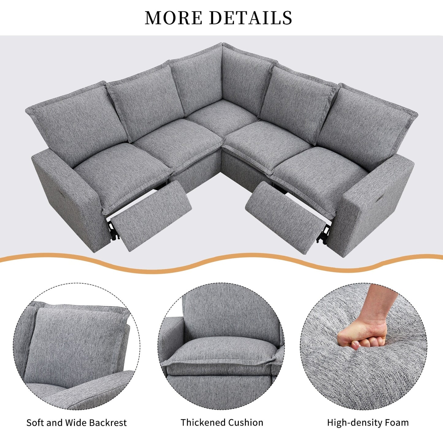 Fauteuil inclinable électrique moderne, canapé moelleux pour home cinéma avec port USB pour salon