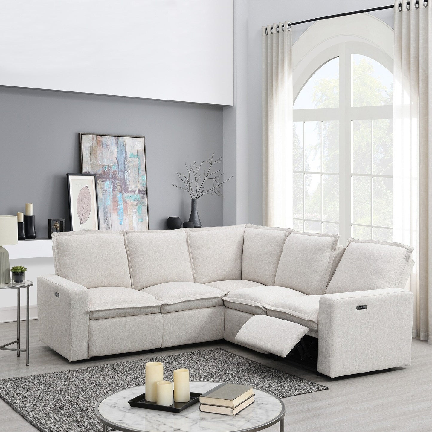 Fauteuil inclinable électrique moderne, canapé moelleux pour home cinéma avec port USB pour salon