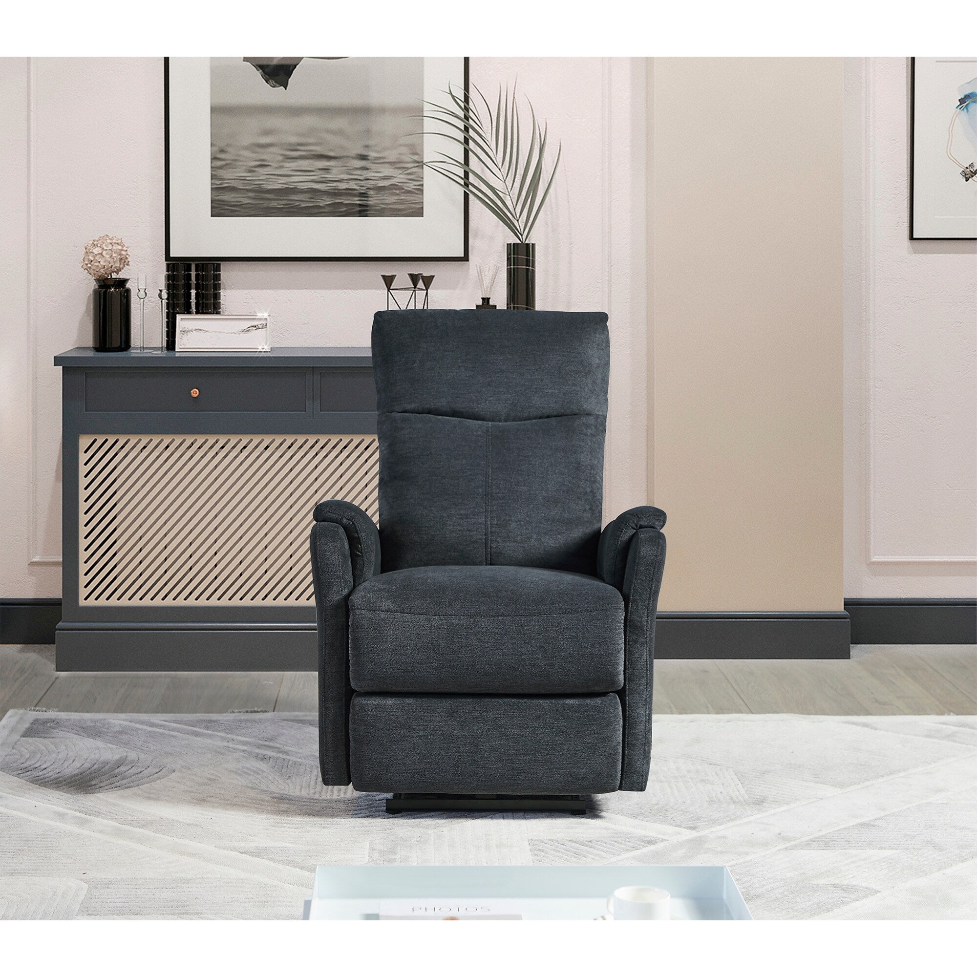 Fauteuil inclinable électrique moderne avec port USB, dossier haut et revêtement facile à nettoyer pour salon ou chambre