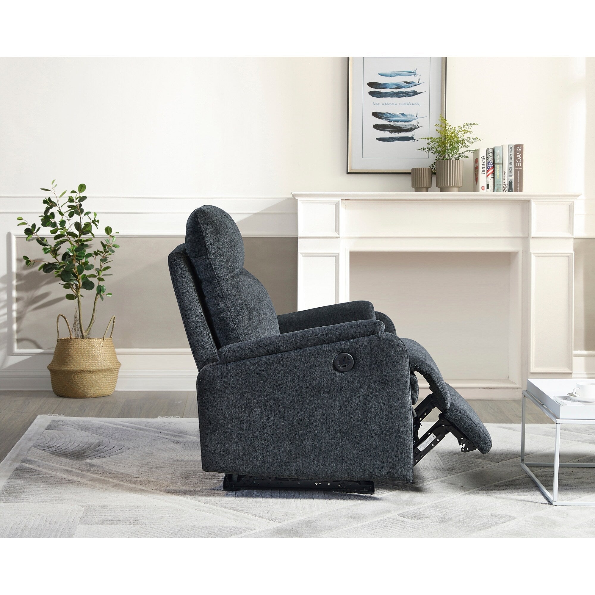 Fauteuil inclinable électrique moderne avec port USB, dossier haut et revêtement facile à nettoyer pour salon ou chambre
