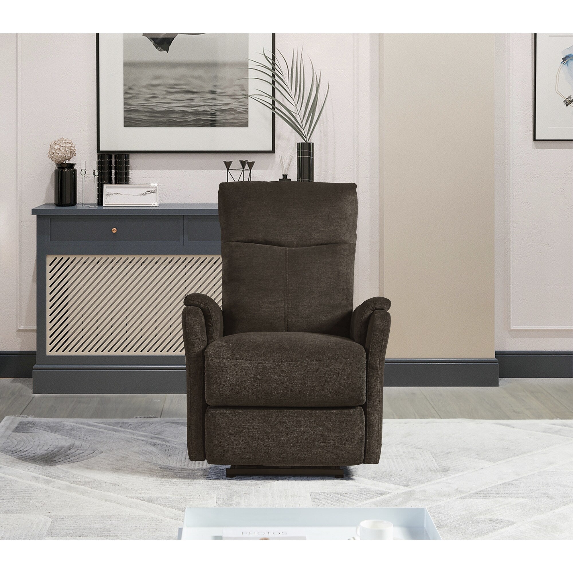 Fauteuil inclinable électrique moderne avec port USB, dossier haut et revêtement facile à nettoyer pour salon ou chambre