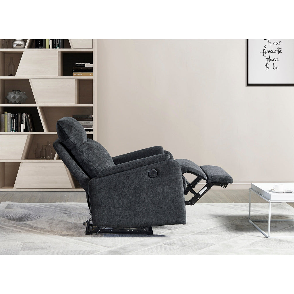 Fauteuil inclinable électrique moderne avec port USB, dossier haut et revêtement facile à nettoyer pour salon ou chambre