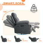 Fauteuil inclinable électrique moderne avec haut-parleur Bluetooth, éclairage LED, ports de chargement USB, repose-pieds rétractable et poches de rangement