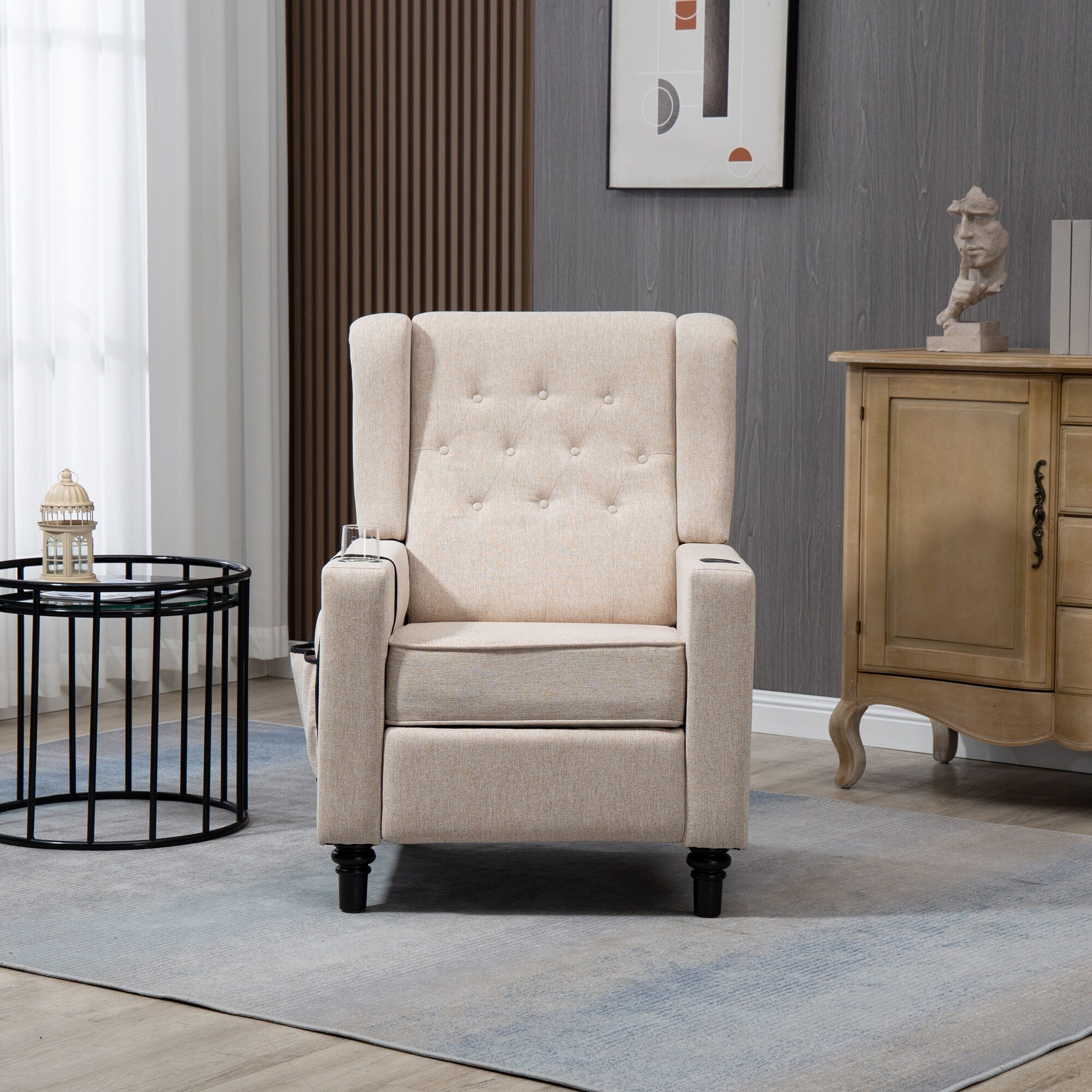 Fauteuil inclinable manuel moderne à dossier bas, siège de cinéma maison, fauteuil de salon à oreilles avec vibrations et chaleur