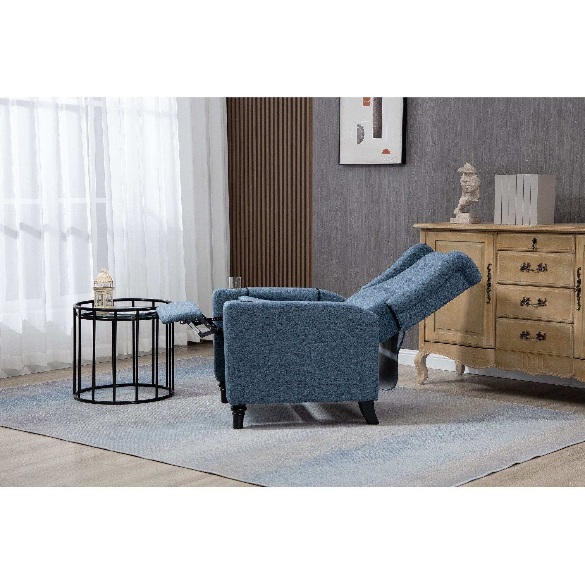 Fauteuil inclinable manuel moderne à dossier bas, siège de cinéma maison, fauteuil de salon à oreilles avec vibrations et chaleur