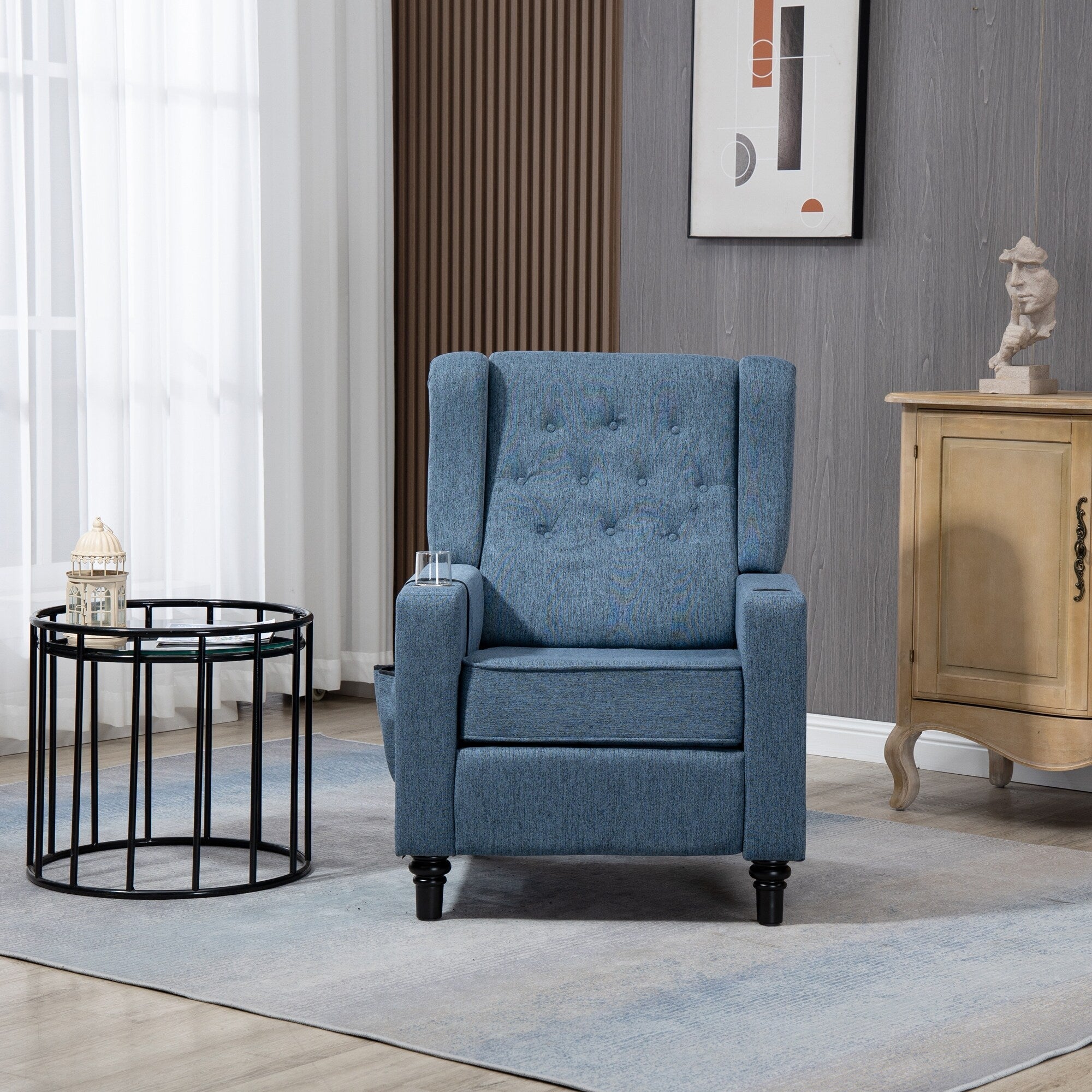 Fauteuil inclinable manuel moderne à dossier bas, siège de cinéma maison, fauteuil de salon à oreilles avec vibrations et chaleur