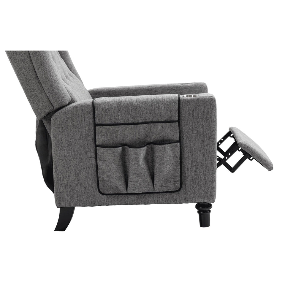 Fauteuil inclinable manuel moderne à dossier bas, siège de cinéma maison, fauteuil de salon à oreilles avec vibrations et chaleur