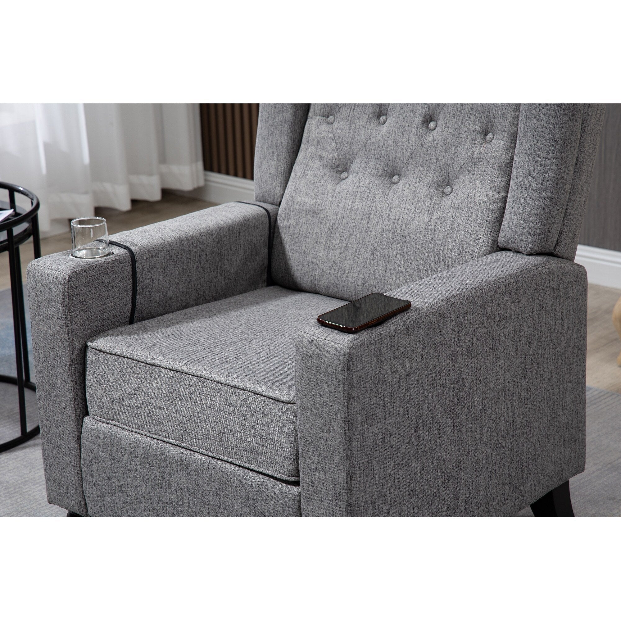 Fauteuil inclinable manuel moderne à dossier bas, siège de cinéma maison, fauteuil de salon à oreilles avec vibrations et chaleur