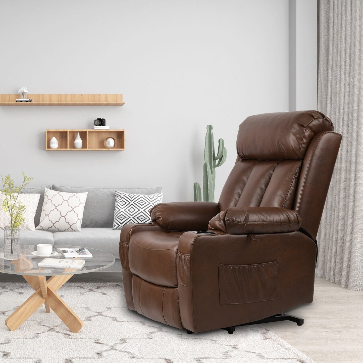 Fauteuil inclinable moderne en similicuir avec massage