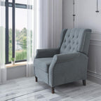Fauteuil inclinable moderne, fauteuil de salon ergonomique, fauteuil simple avec repose-pieds réglable et dossier à oreilles capitonné à boutons