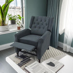 Fauteuil inclinable moderne, fauteuil de salon ergonomique, fauteuil simple avec repose-pieds réglable et dossier à oreilles capitonné à boutons