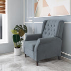 Fauteuil inclinable moderne, fauteuil de salon ergonomique, fauteuil simple avec repose-pieds réglable et dossier à oreilles capitonné à boutons