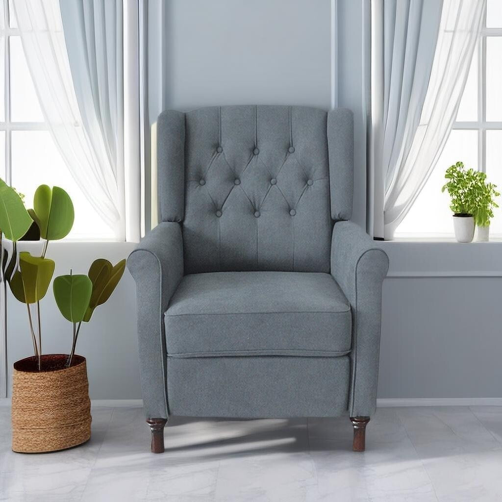 Fauteuil inclinable moderne, fauteuil de salon ergonomique, fauteuil simple avec repose-pieds réglable et dossier à oreilles capitonné à boutons