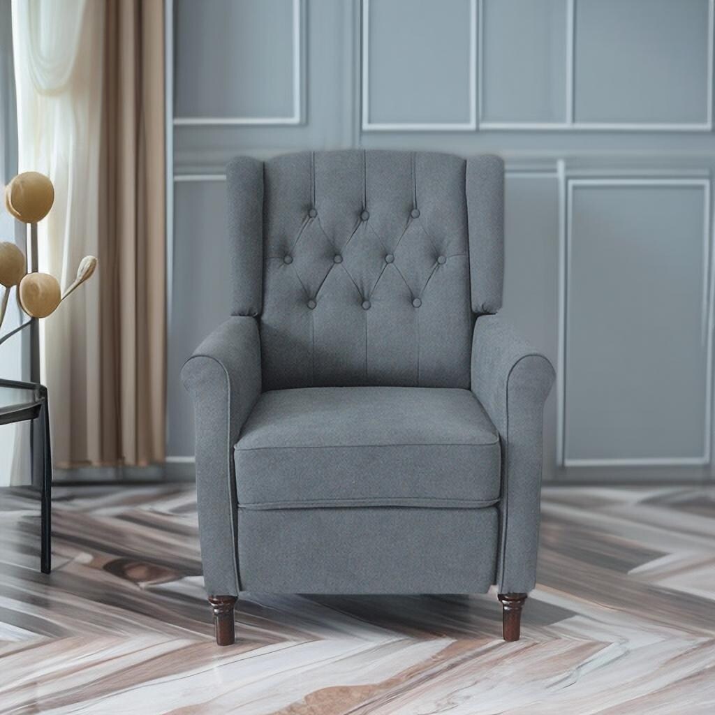Fauteuil inclinable moderne, fauteuil de salon ergonomique, fauteuil simple avec repose-pieds réglable et dossier à oreilles capitonné à boutons