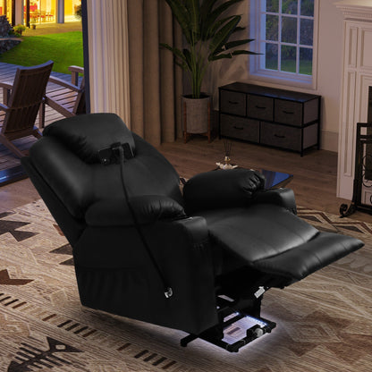 Fauteuil de massage inclinable moderne en tissu avec LED et support pour téléphone portable