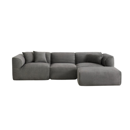 Canapé sectionnel moderne de luxe en velours 4 places avec pouf amovible et oreillers pour salon appartement