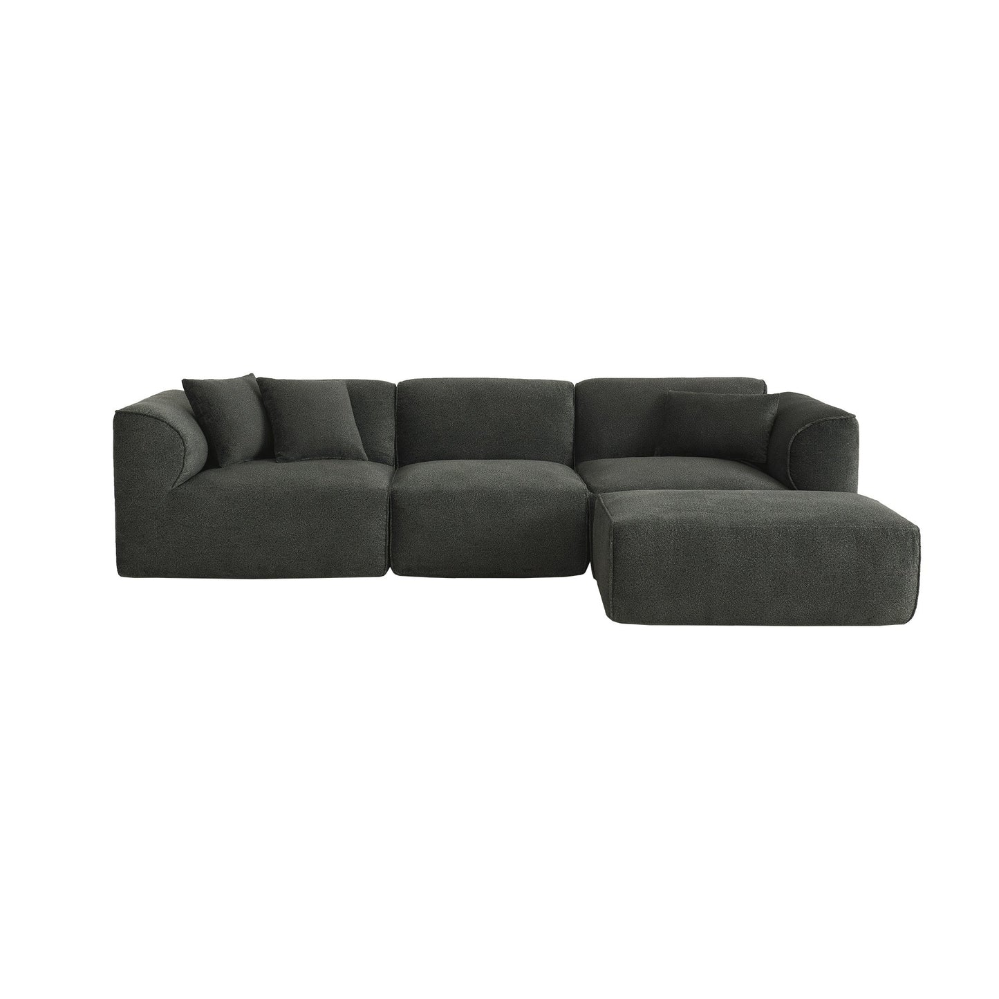 Canapé sectionnel moderne de luxe en velours 4 places avec pouf amovible et oreillers pour salon appartement