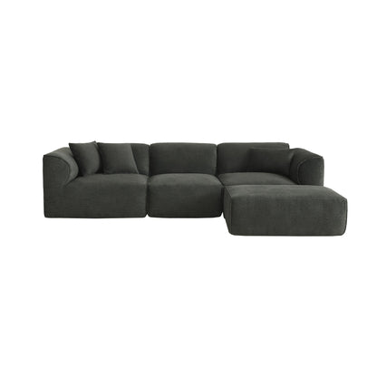 Canapé sectionnel moderne de luxe en velours 4 places avec pouf amovible et oreillers pour salon appartement