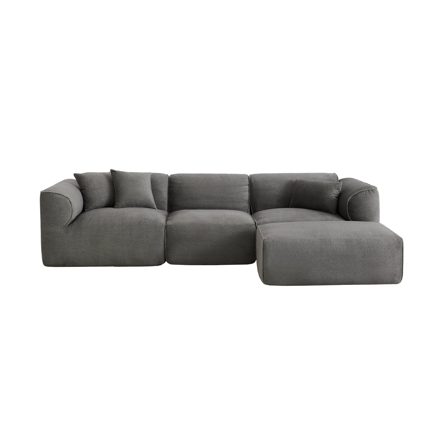 Canapé sectionnel moderne de luxe en velours 4 places avec pouf amovible et oreillers pour salon appartement