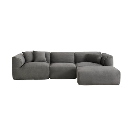 Canapé sectionnel moderne de luxe en velours 4 places avec pouf amovible et oreillers pour salon appartement