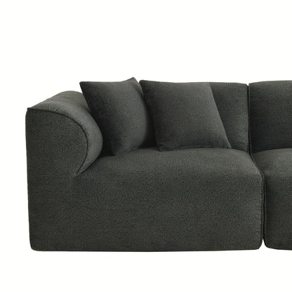 Canapé sectionnel moderne de luxe en velours 4 places avec pouf amovible et oreillers pour salon appartement