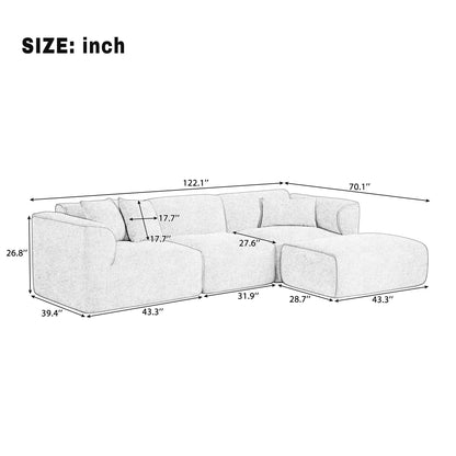 Canapé sectionnel moderne de luxe en velours 4 places avec pouf amovible et oreillers pour salon appartement
