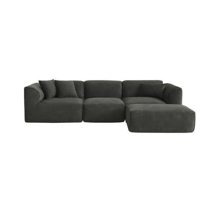 Canapé sectionnel moderne de luxe en velours 4 places avec pouf amovible et oreillers pour salon appartement