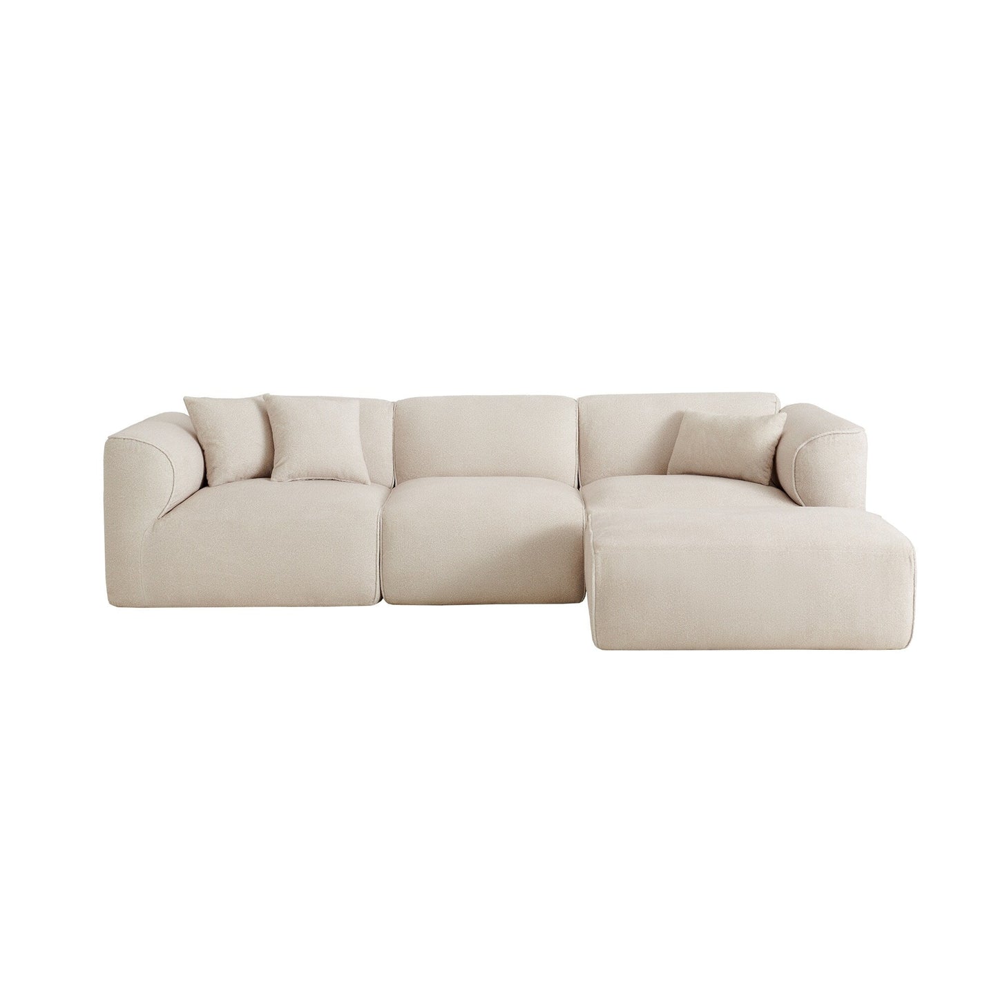 Canapé sectionnel moderne de luxe en velours 4 places avec pouf amovible et oreillers pour salon appartement