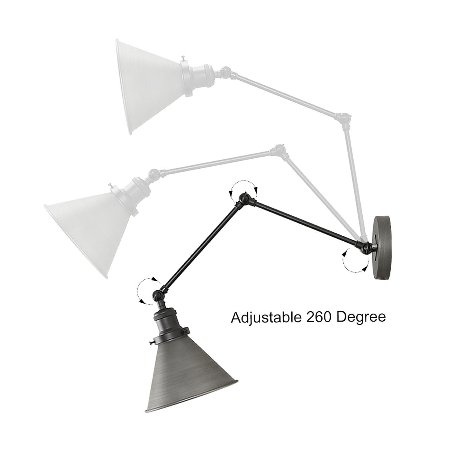 Lot de 2 appliques murales modernes à bras pivotant réglables et câblées