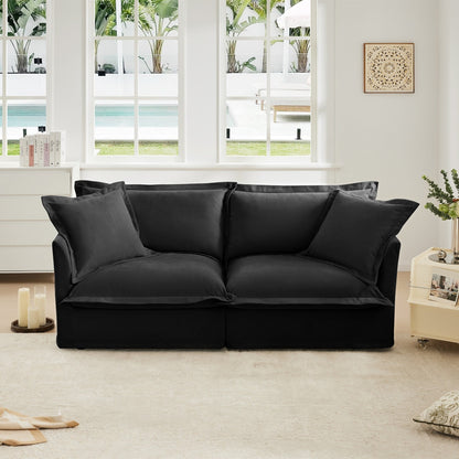 Canapé 2 places moderne avec housse pour salon, canapé 2 places, canapé profond en chenille unie avec coussin rembourré