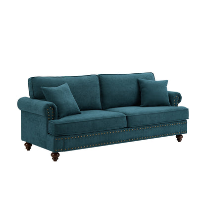 Canapé moderne pour salon, canapé en chenille verte 82, canapé sectionnel avec pieds marron, canapé rembourré pour appartement