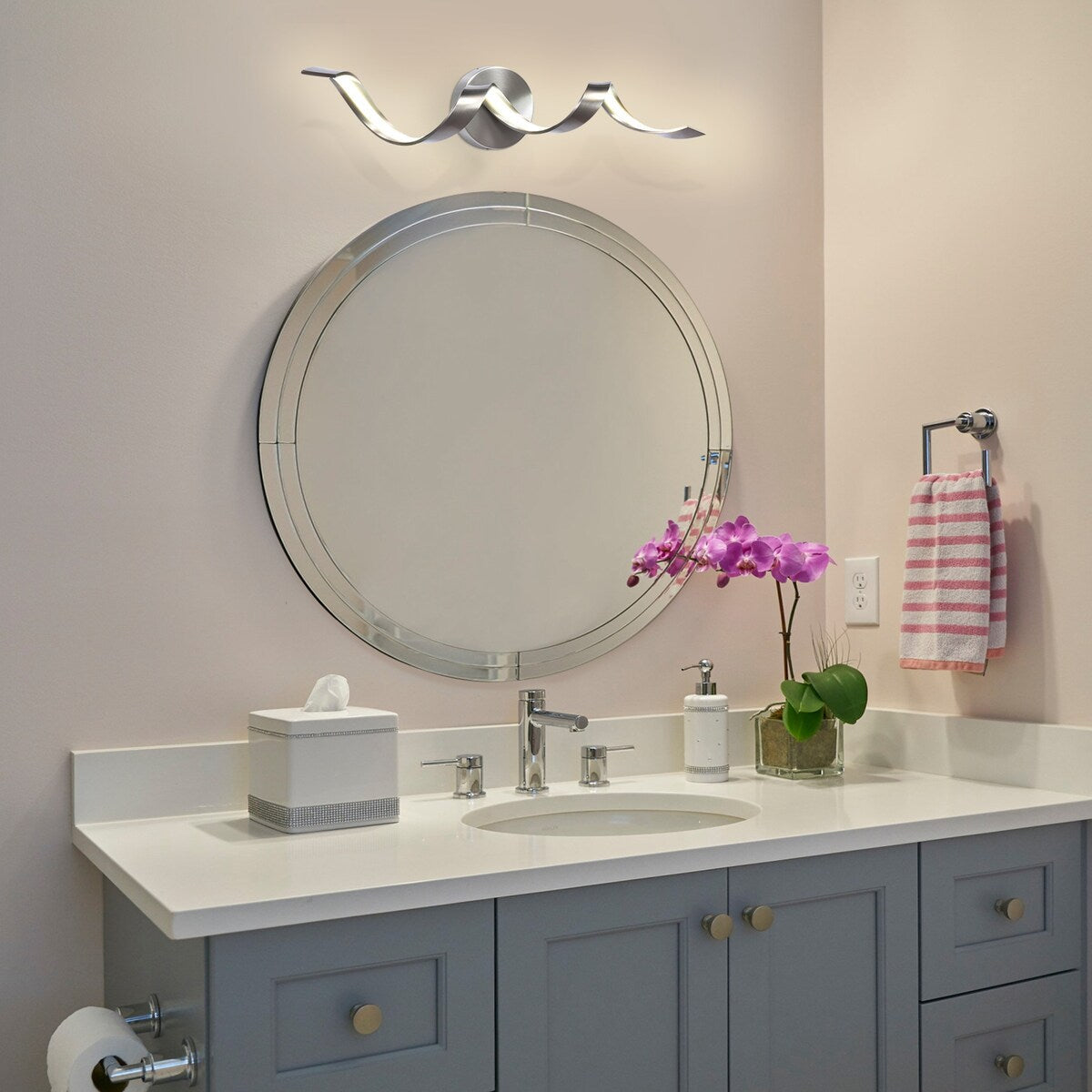 Applique murale à LED pour salle de bain, design spirale moderne, intensité variable
