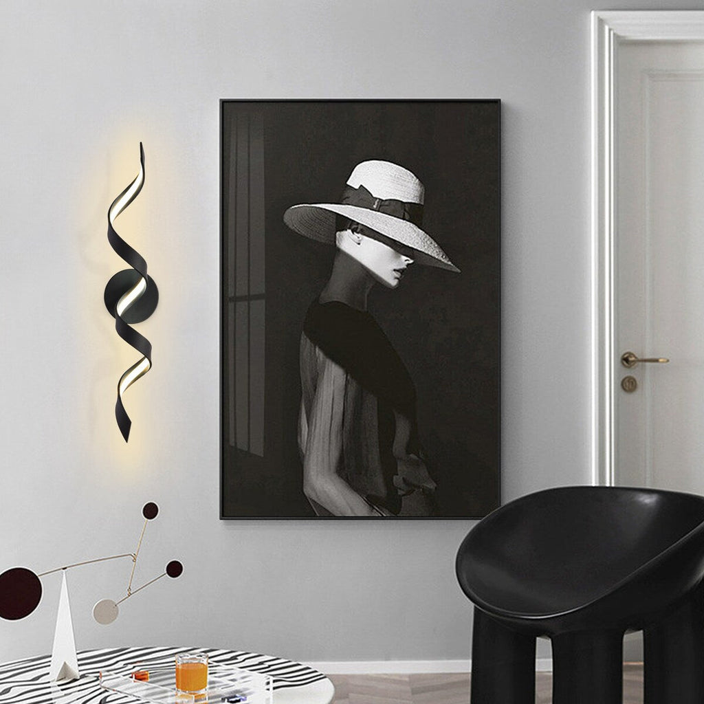 Applique murale à LED pour salle de bain, design spirale moderne, intensité variable