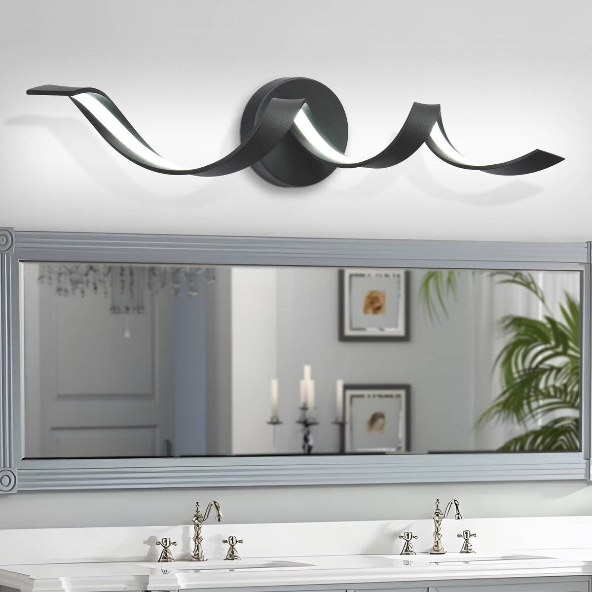 Applique murale à LED pour salle de bain, design spirale moderne, intensité variable