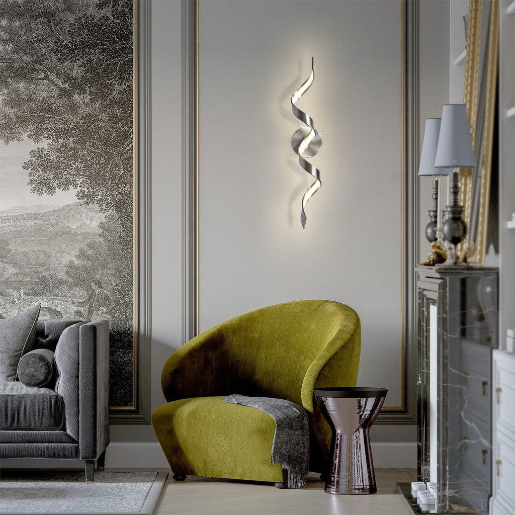 Applique murale à LED pour salle de bain, design spirale moderne, intensité variable