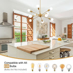 Lustre moderne Spoutnik à 10 lumières réglables pour cuisine, salle à manger, salon, chambre à coucher - N/A