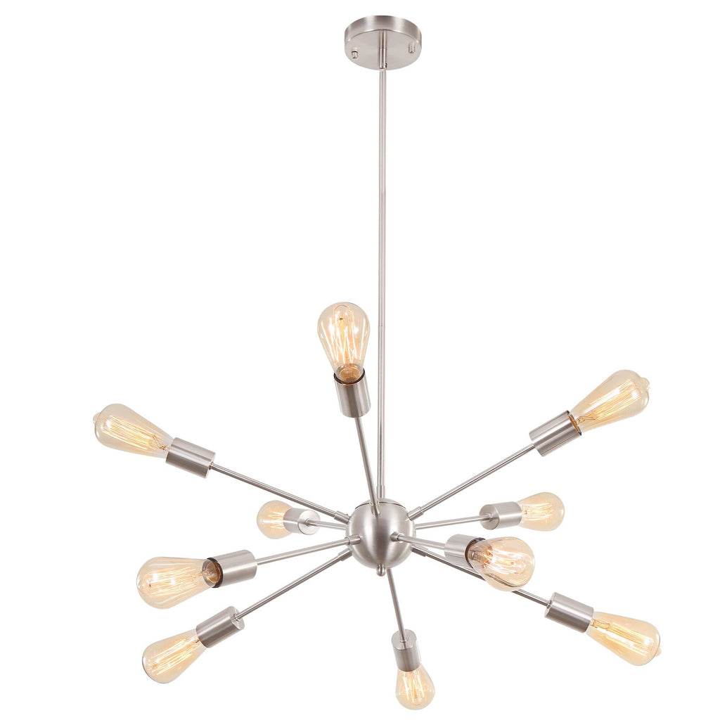 Lustre moderne Spoutnik à 10 lumières réglables pour cuisine, salle à manger, salon, chambre à coucher - N/A