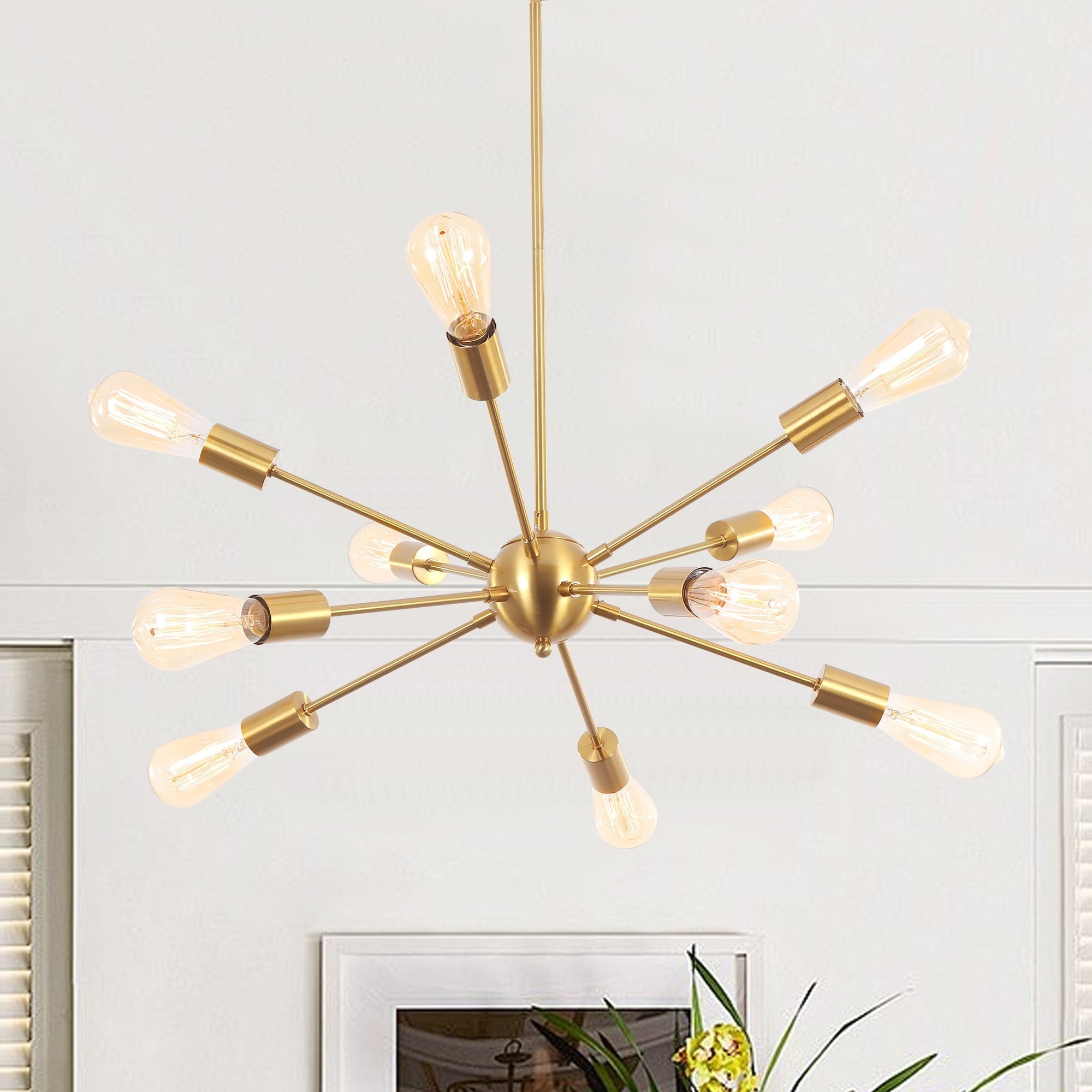 Lustre moderne Spoutnik à 10 lumières réglables pour cuisine, salle à manger, salon, chambre à coucher - N/A